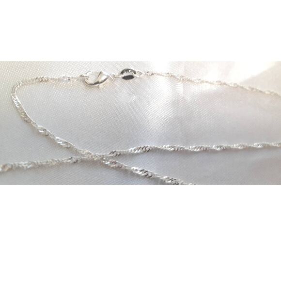 Sterling Silver 925 Plated 28 Inch Water Wave Chain Necklace New Thin 1/16th" - Picture 3 of 4